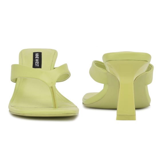 Nine West Neon/Lime Green Square Toe Heeled Sandals - Picture 2 of 11
